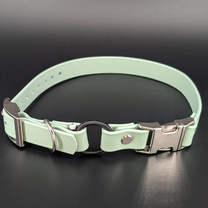 sage green biothane e-collar strap with bungee and quick release buckle