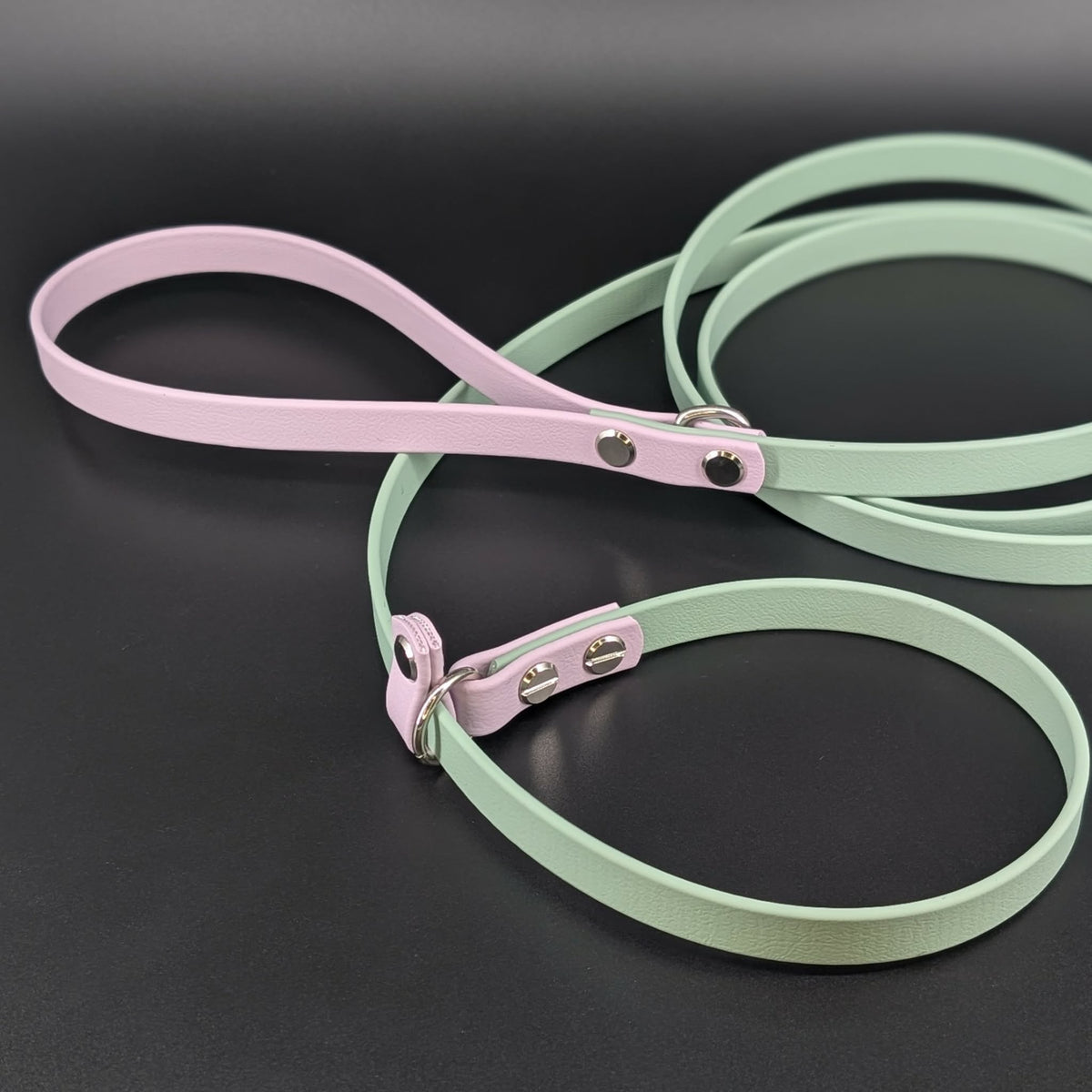 sage green and lavender biothane slip lead for dog training