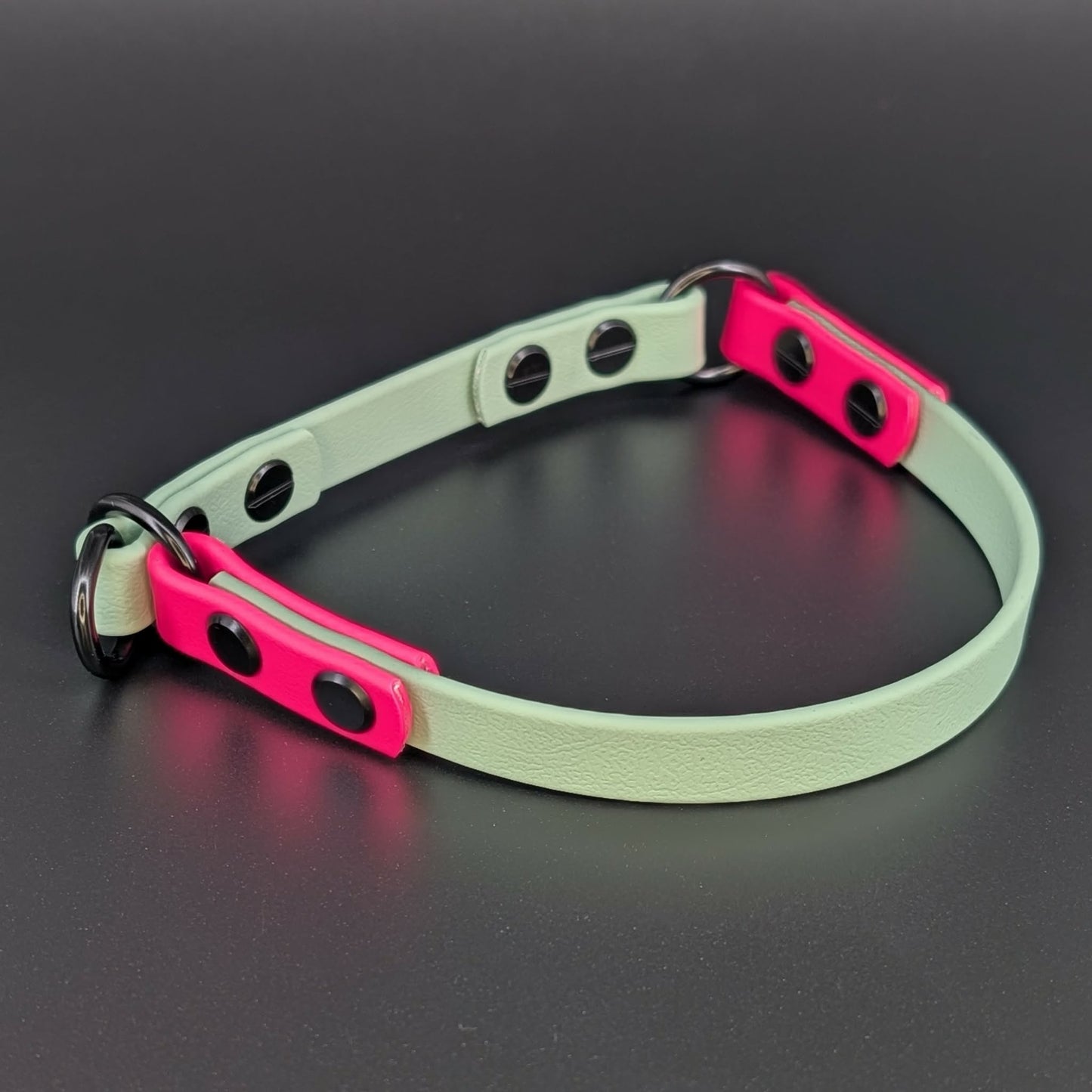 sage green and pink biothane limited slip collar