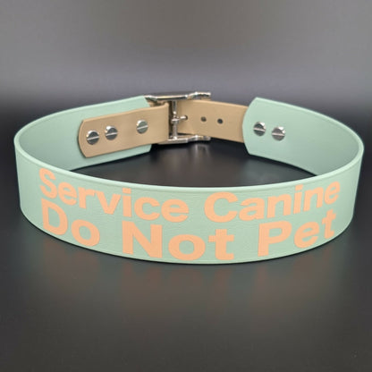 sage green and tan tapered biothane dog collar