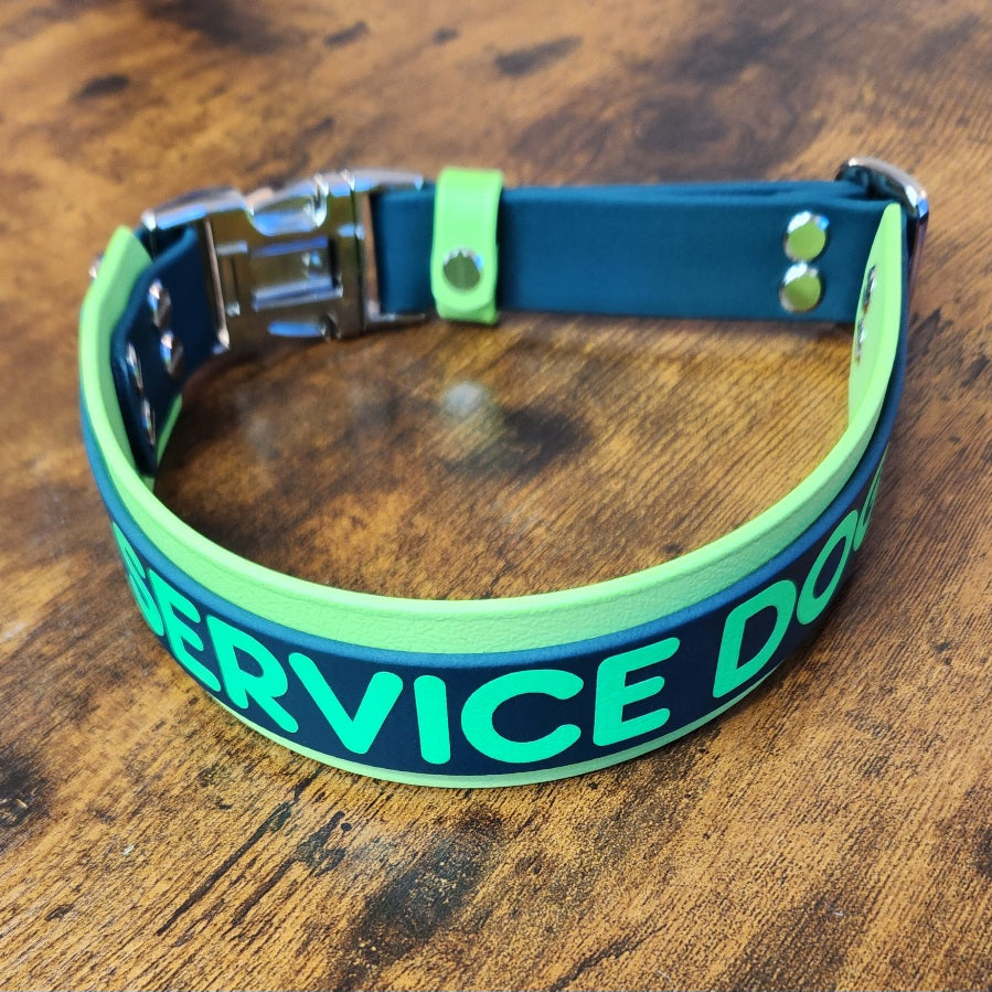 service dog layered biothane dog collar with quick release buckle