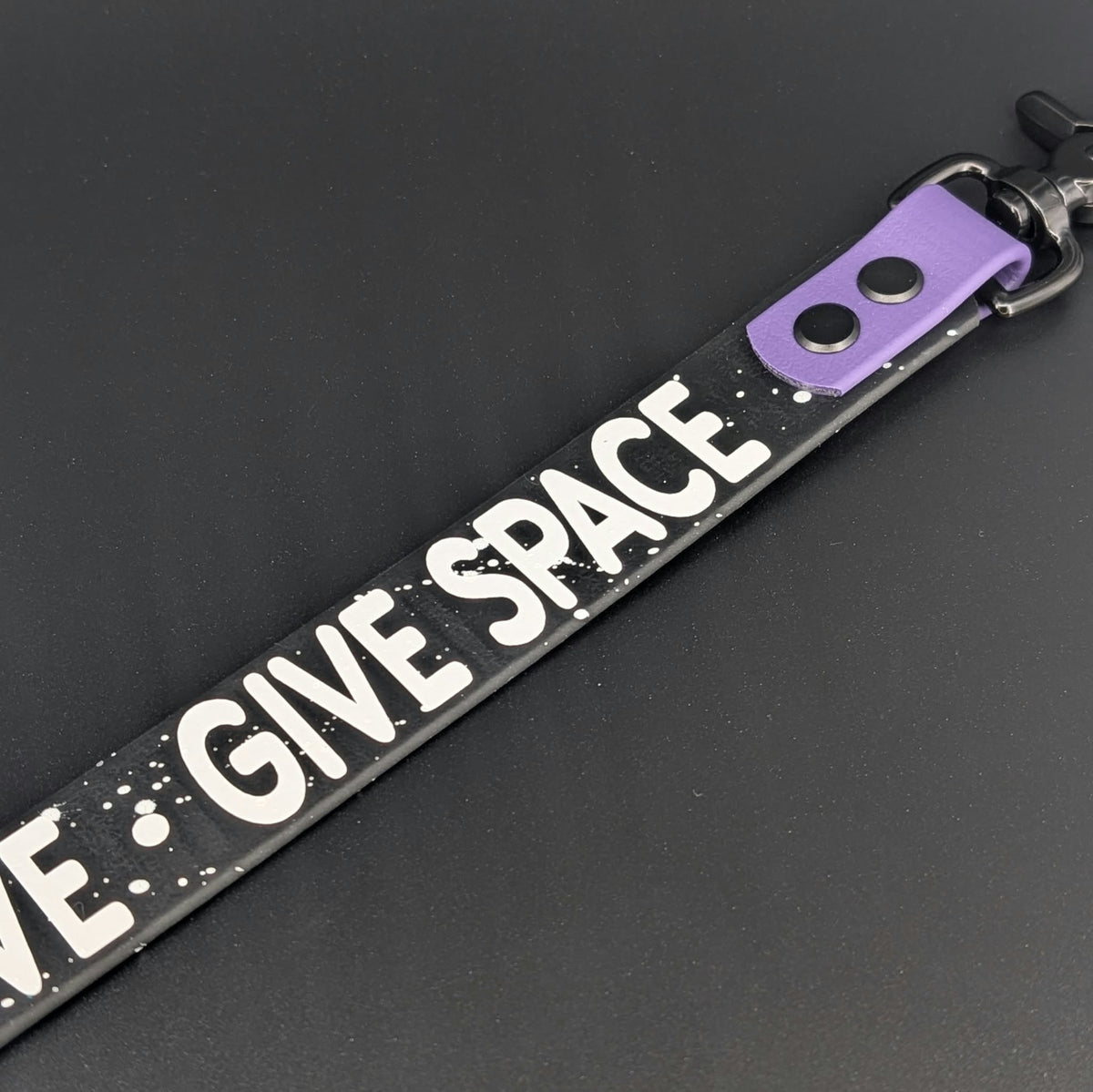 space theme biothane leash extender warning