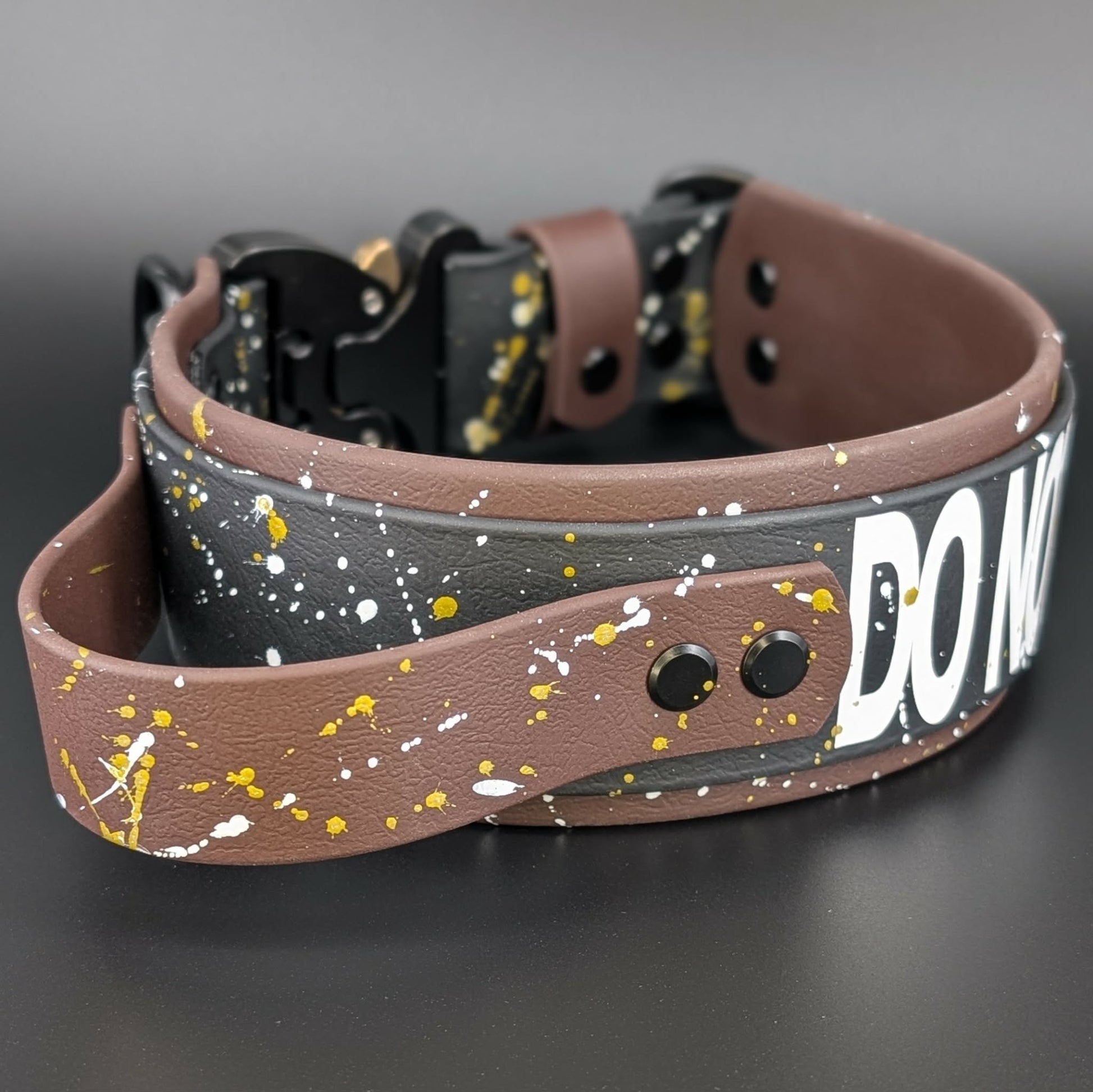 tactical handle dog collar with splatter paint and cobra buckle