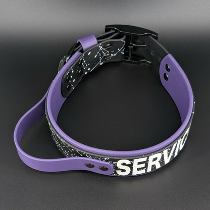 tactical handle service dog collar in outer space theme biothane