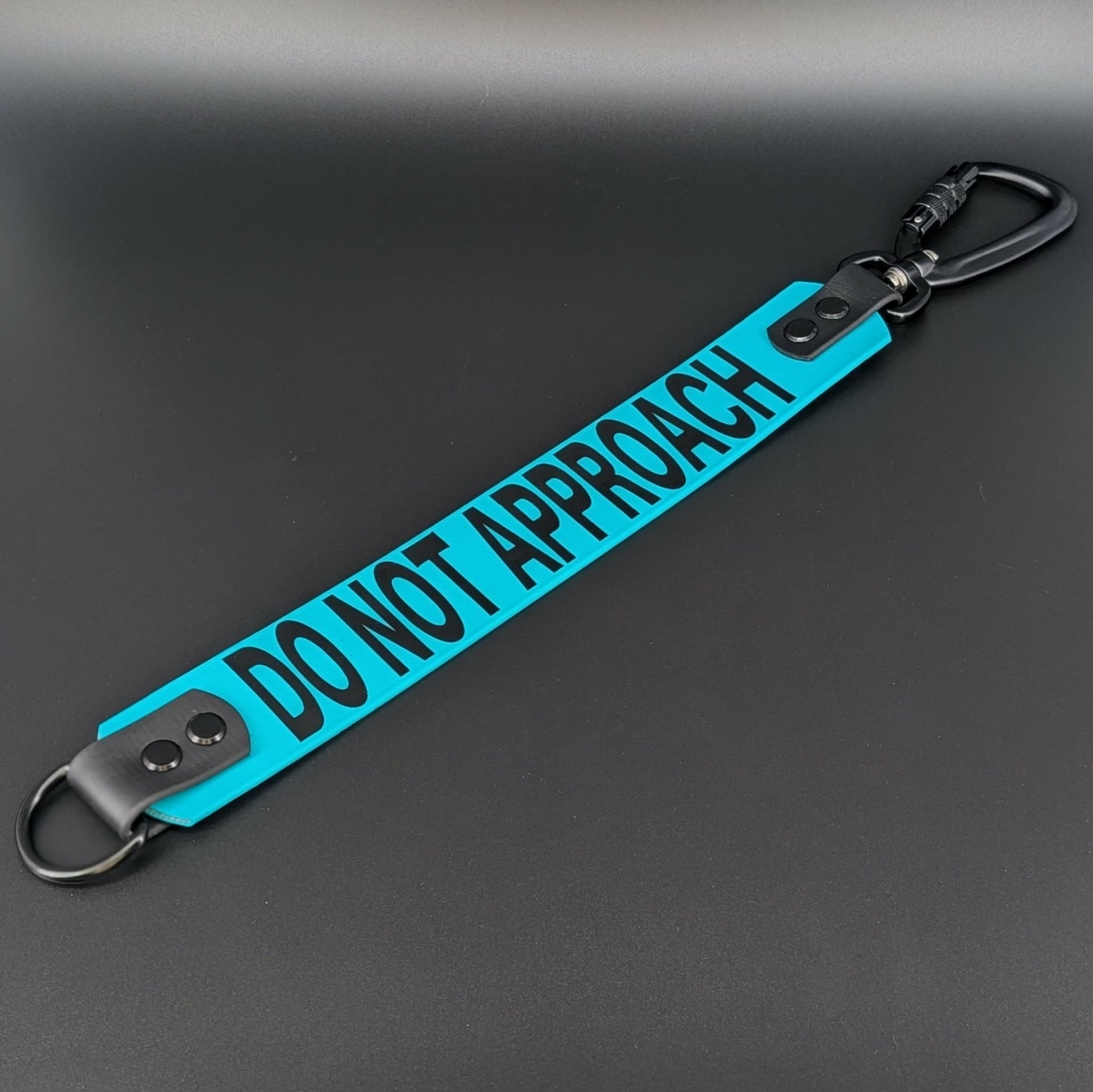 teal and black biothane leash extender warning do not approach