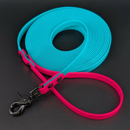 teal and pink biothane long line