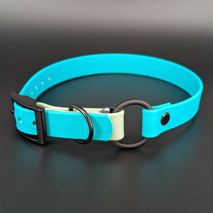 teal and sage green biothane e-collar strap with bungee