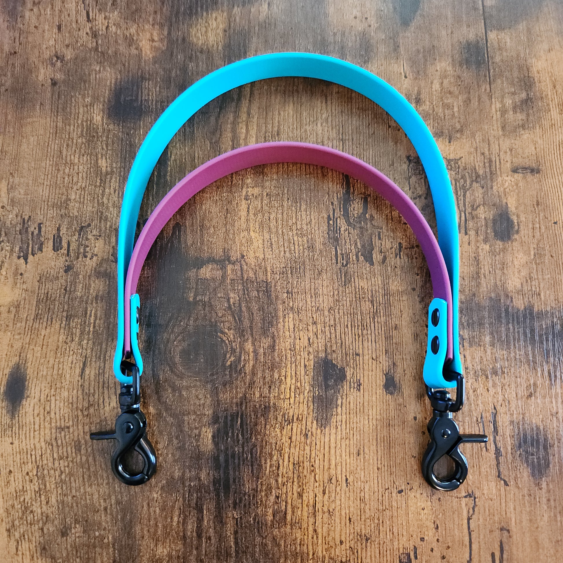 teal and wine biothane double pull strap for service dog