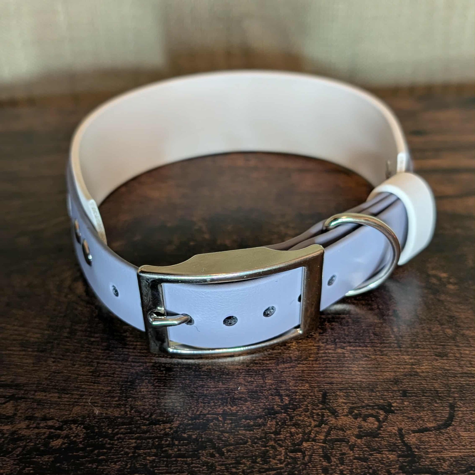 white gray layered biothane halloween dog collar