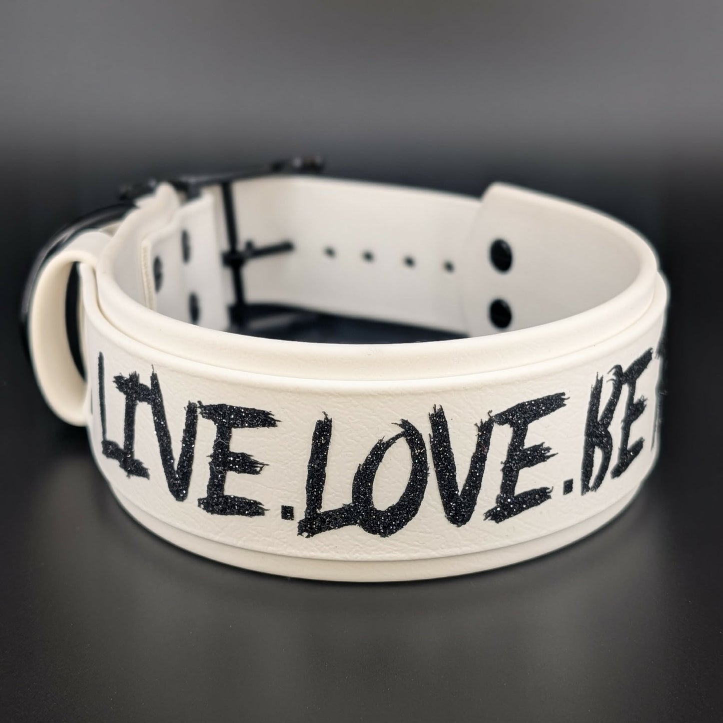 white layered biothane dog collar live love be feral