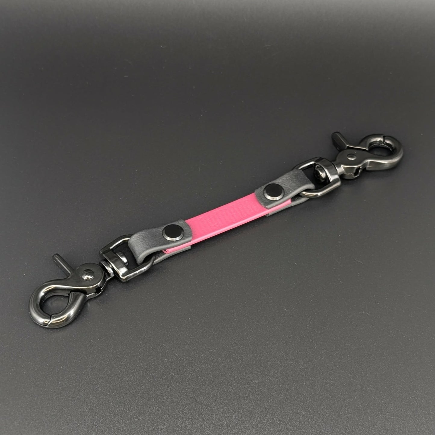 wine and black biothane safety backup strap with black hardware