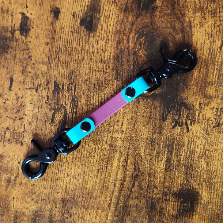 wine and teal biothane prong collar backup safety strap