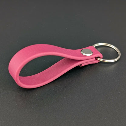 wine biothane key tab ring with silver hardware
