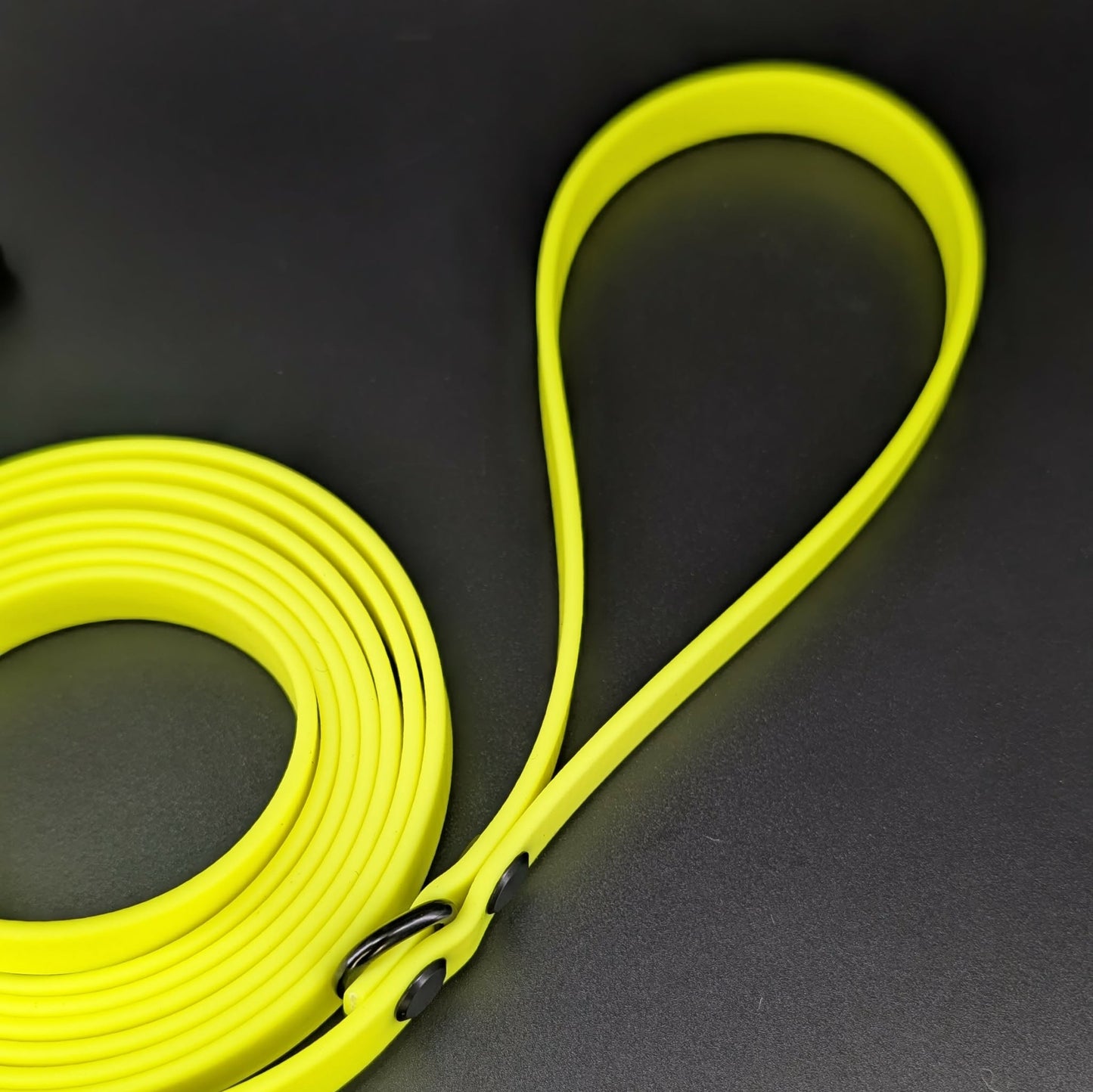 yellow biothane dog leash black hardware